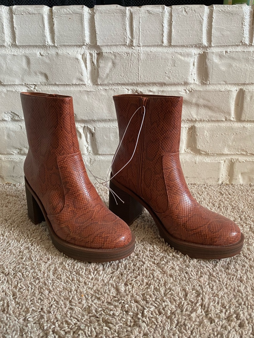 Snakeskin Print Boots | Size 8